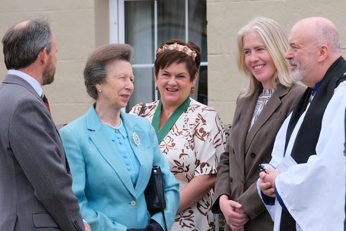 Princess Royal of the English royal family meets Archdeacon Paul Thompson with community leaders
