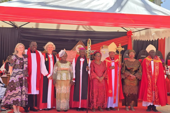 Representatives from the Anglican Communion Office and Lambeth Palace and the Primate of Tanzania, the Most Revd Dr Maimbo Mndolwa, attend the consecration of the Rt Revd Esron Yuba Kaziri, Bishop of the new diocese of Kahama in the Anglican Church of Tanzania